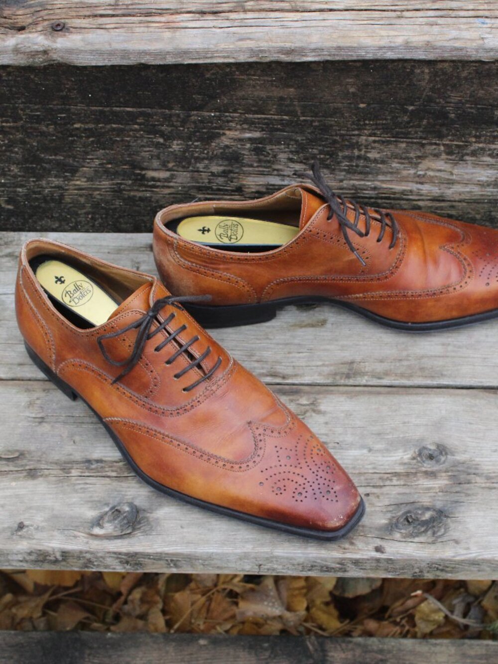 Magnanni Brown Leather Wingtip Oxford, Men's 8.5 M, Made in Italy, EUC